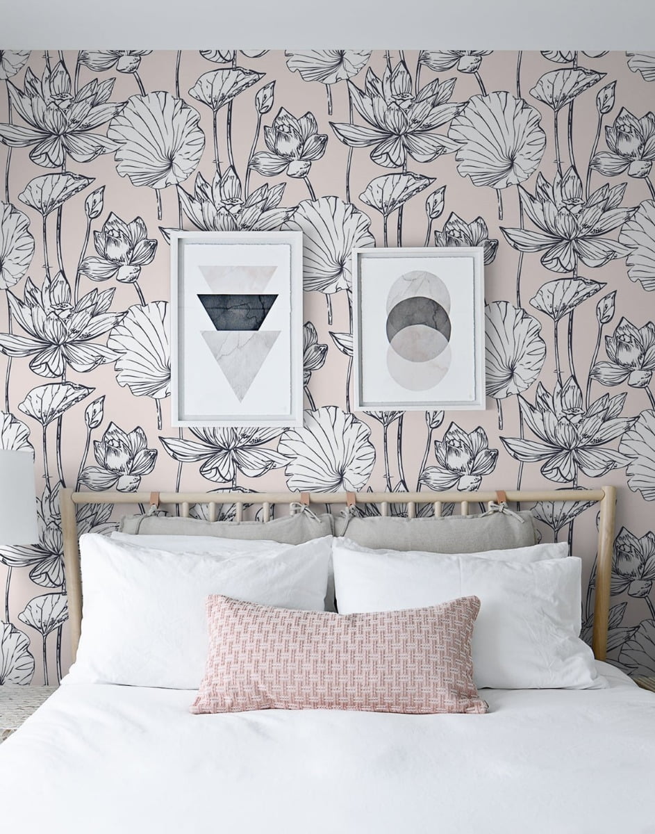 NextWall Lotus Floral Peel and Stick Wallpaper
