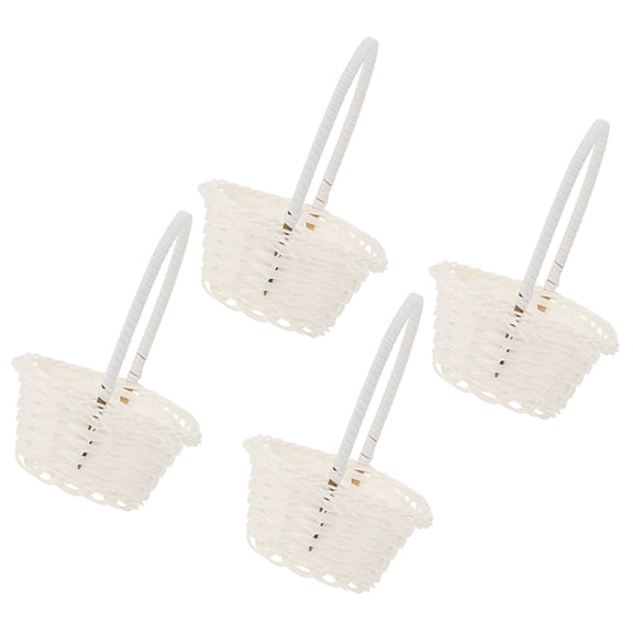 ULTNICE Multi-Purpose White Plastic Woven Basket for Home Weddings 4Pcs