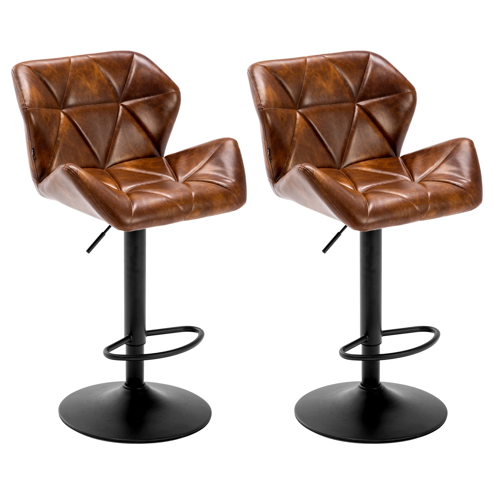 Duhome Bar Stools with Back Set of 2 Faux Leather Adjustable Swivel