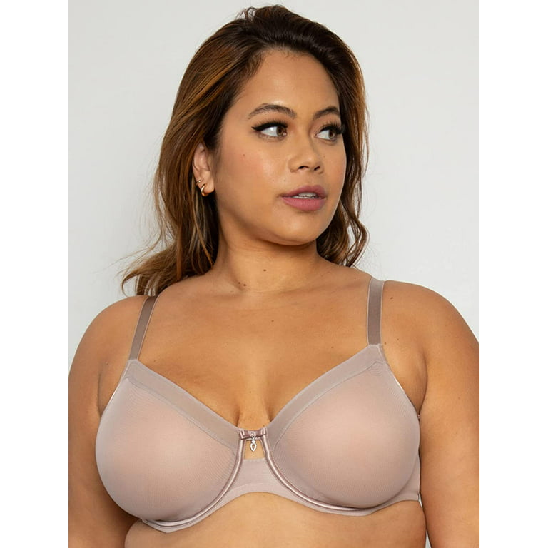  Curvy Couture Womens Sheer Mesh Full Coverage Unlined  Underwire