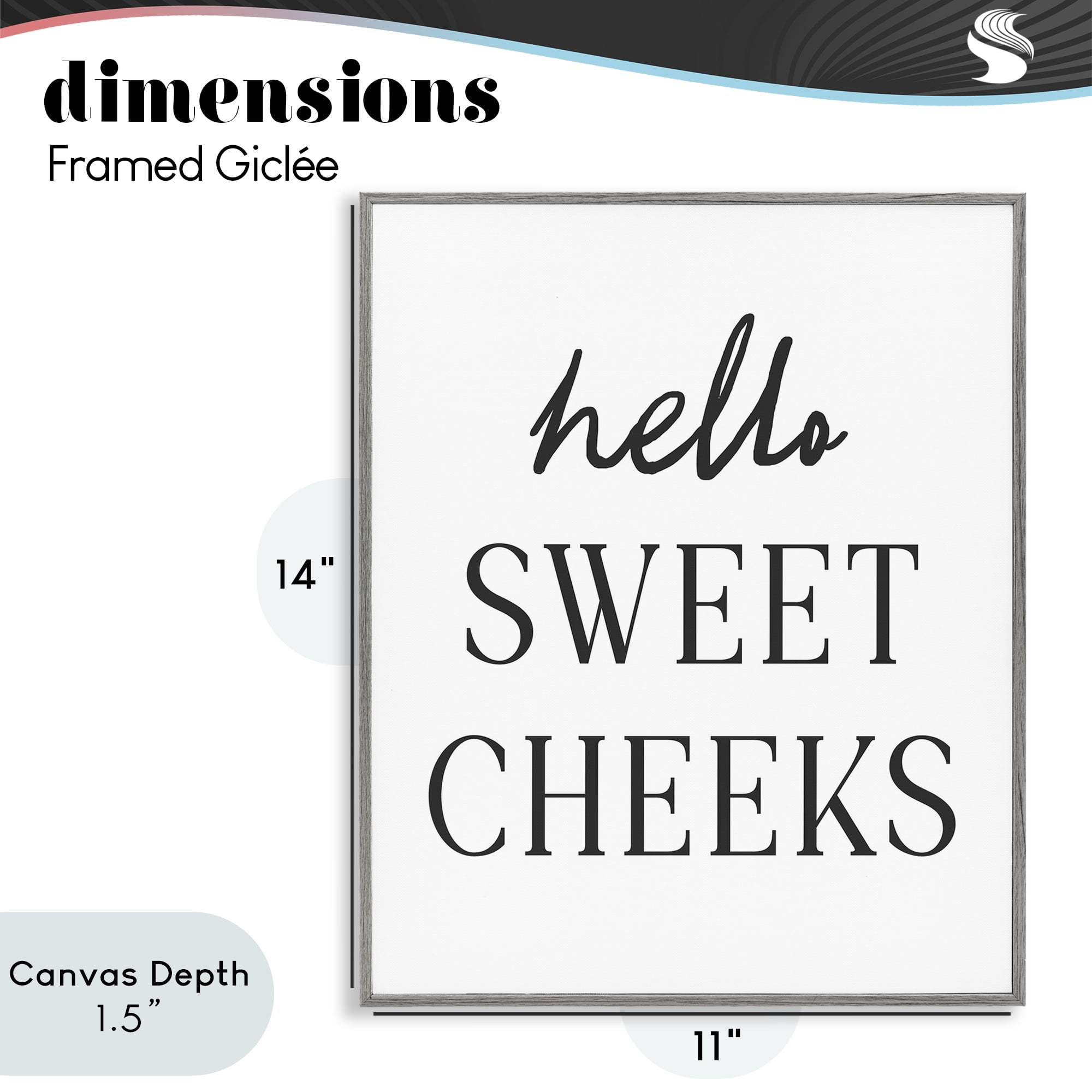 Stupell Industries Sweet Cheeks Bathroom Humor Gray Framed Giclee Art, design by Lettered and Lined