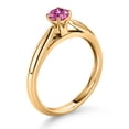 thumbnail image 3 of Gem Stone King 10K Yellow Gold Pink Moissanite Solitaire Engagement Ring for Women (0.23 Cttw, Gemstone, Round 4MM), 3 of 4