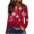 thumbnail image 2 of Long Sleeve Tops for Women Plus Size Casual Crewneck Christmas Tees Holiday Party Style Comfort Fit Loose Casual Blouse, 2 of 5