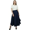 thumbnail image 5 of Phagun Women's Cotton Ruffled Self Belt Solid Magic Wrap Hippie Skirt-Blue, 5 of 6