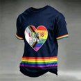 thumbnail image 3 of Men's Love Is Love Rainbow Heart Pride Graphic T-Shirt Short Sleeve Casual Shirt Crew Neck Tees, 3 of 5