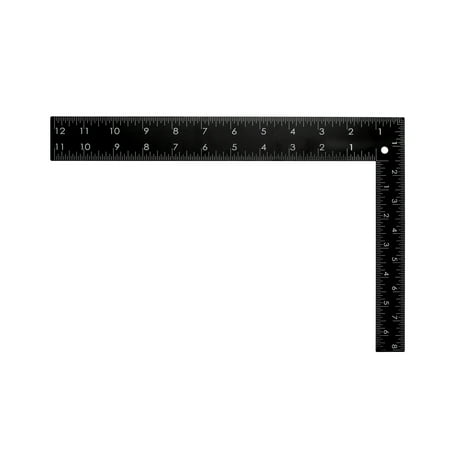 Uxcell 8x12 Inch 90 Degree Angle Ruler Metric Double Scale Dual Side L Shape Square Stainless Steel Black 1pcs
