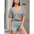 thumbnail image 2 of Women Large V-Neck Short Sleeve Bottoming Shirt, 2 of 6