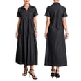 thumbnail image 1 of SUNSIOM Grande Taille pour Femme Denim Robe Bouton avant Manches Courtes Tourner vers le Bas Col en Vrac Robe Jean S-XXXXXL, 1 of 9