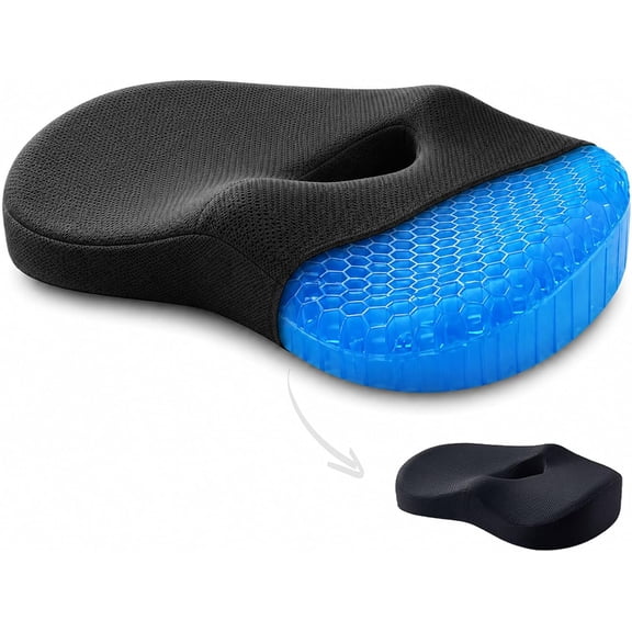Gel Seat Cushion, Heavy-Duty Honeycomb Gel Seat Cushion for Long Sitting Pressure Relief, Non-Slip Soft Breathable Cooling Cushion for Office Chair Car Seat, Ergonomic Support (Black)