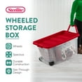 thumbnail image 4 of Sterilite 160 Qt Wheeled Storage Box, Large Plastic Containers with Lid, Red/Clear, 2 Pack, 4 of 8