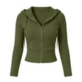 thumbnail image 2 of Vrorvz Womens Full Zip Jacket Hooded Drawstring Jackets Long Sleeve Top Causal Soft Solid Color Clothes for Women, 2 of 5