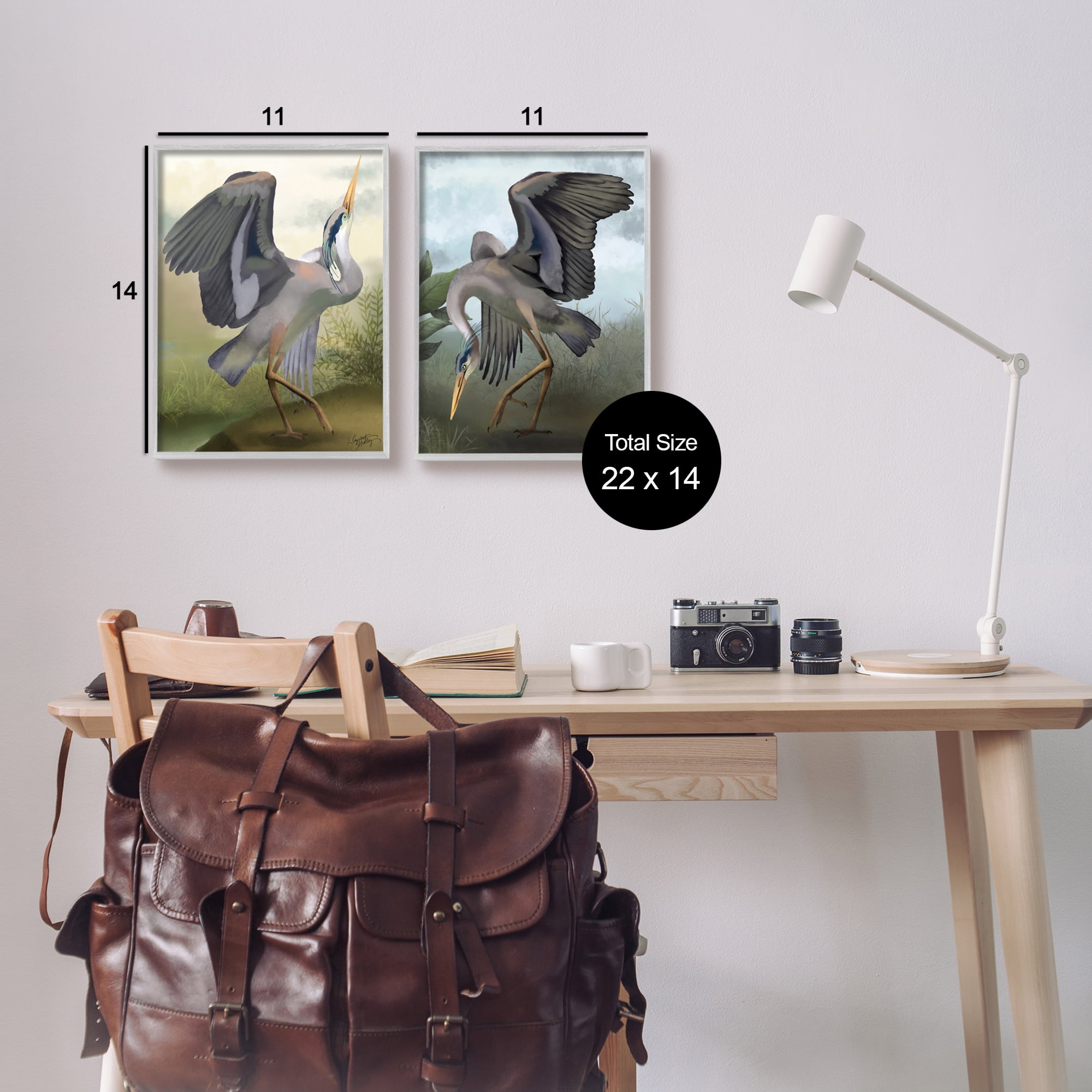 Stupell Industries Crane Dance Landscapes Animals & Insects Painting Gray Framed Art Print Wall Art, 11 x 14