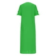 thumbnail image 5 of UsYezik Women's Dress Under $10 Cotton Linen Long Sundress V Neck 3/4 Sleeve Dress Summer Solid Flowy T-Shirt Midi Dresses Green L, 5 of 5