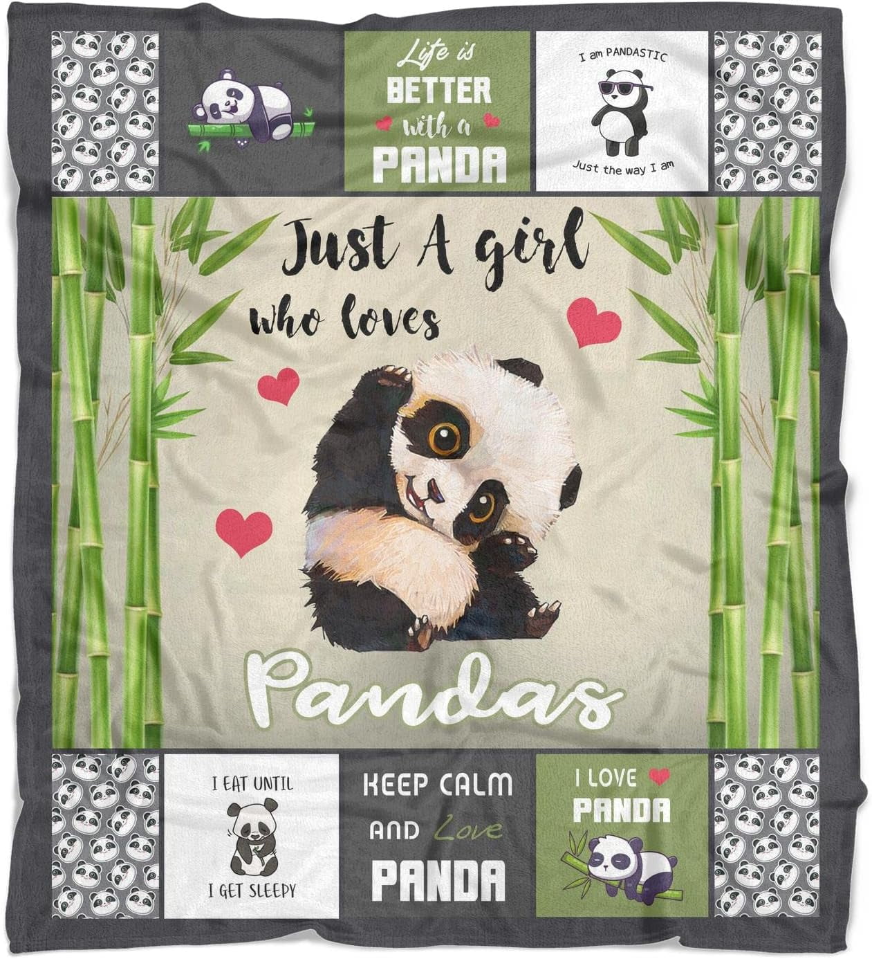 Cute Panda Throw Blanket for Kids Warm Soft Micro Flannel Blanket for Bed/Sofa/Travel/Living Room Decor 50x60 Inch
