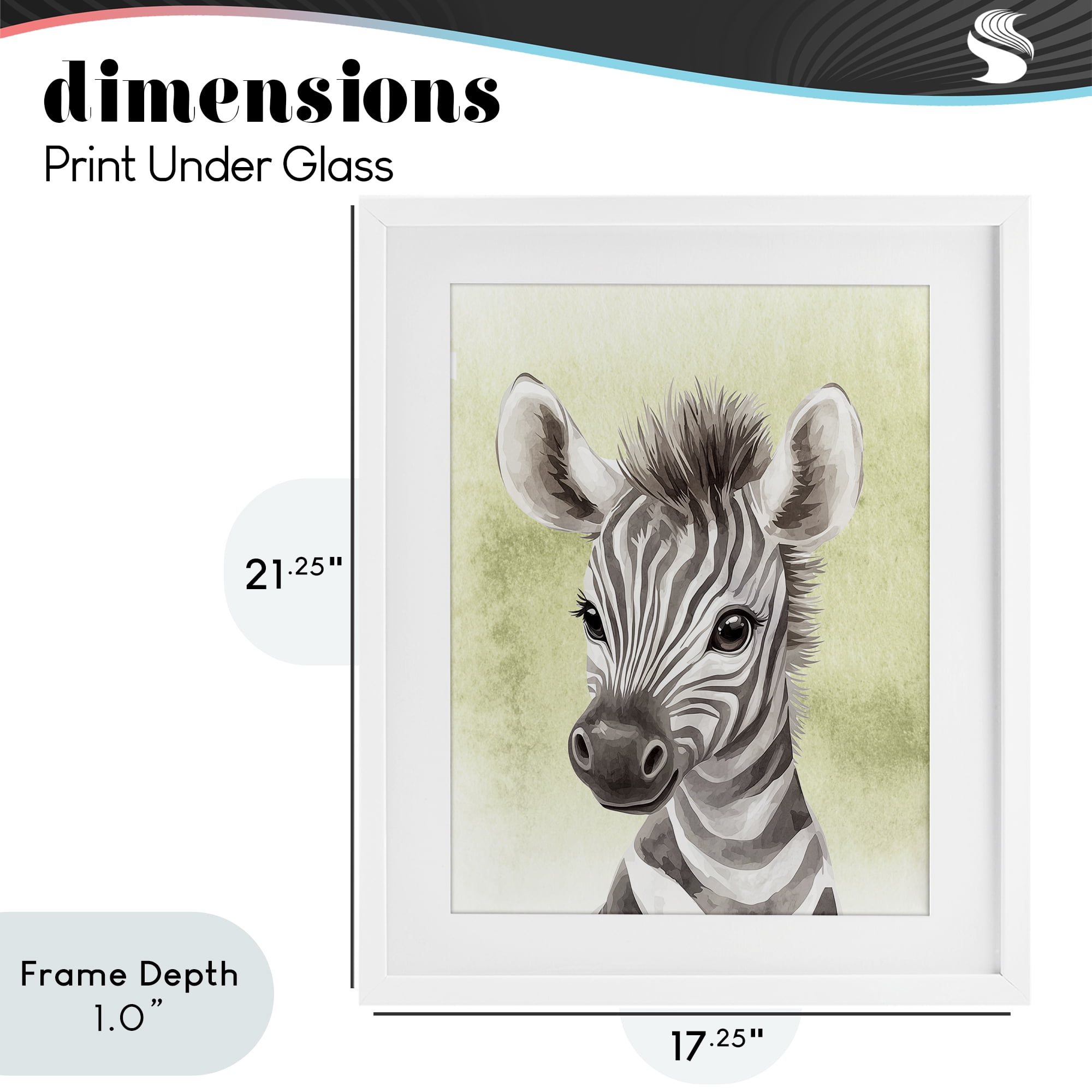Stupell Industries Jungle Friends Baby Zebra White Framed Print Under Glass, design by Christine Simpson Art