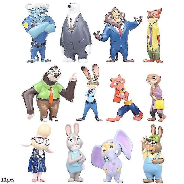 12pcs Zootopia Zootropolis Judy Hopps Nick Wilde Mr Big Mini Figures Doll Toys Collectible Models Cake Cupcake Toppers Decor Kids Birthday Gift