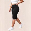 thumbnail image 5 of HomeDM Plus Size Capri Leggings for Women High Waist Workout Yoga Pants Black Lounge Tummy Control Running Size 2XL, 5 of 7