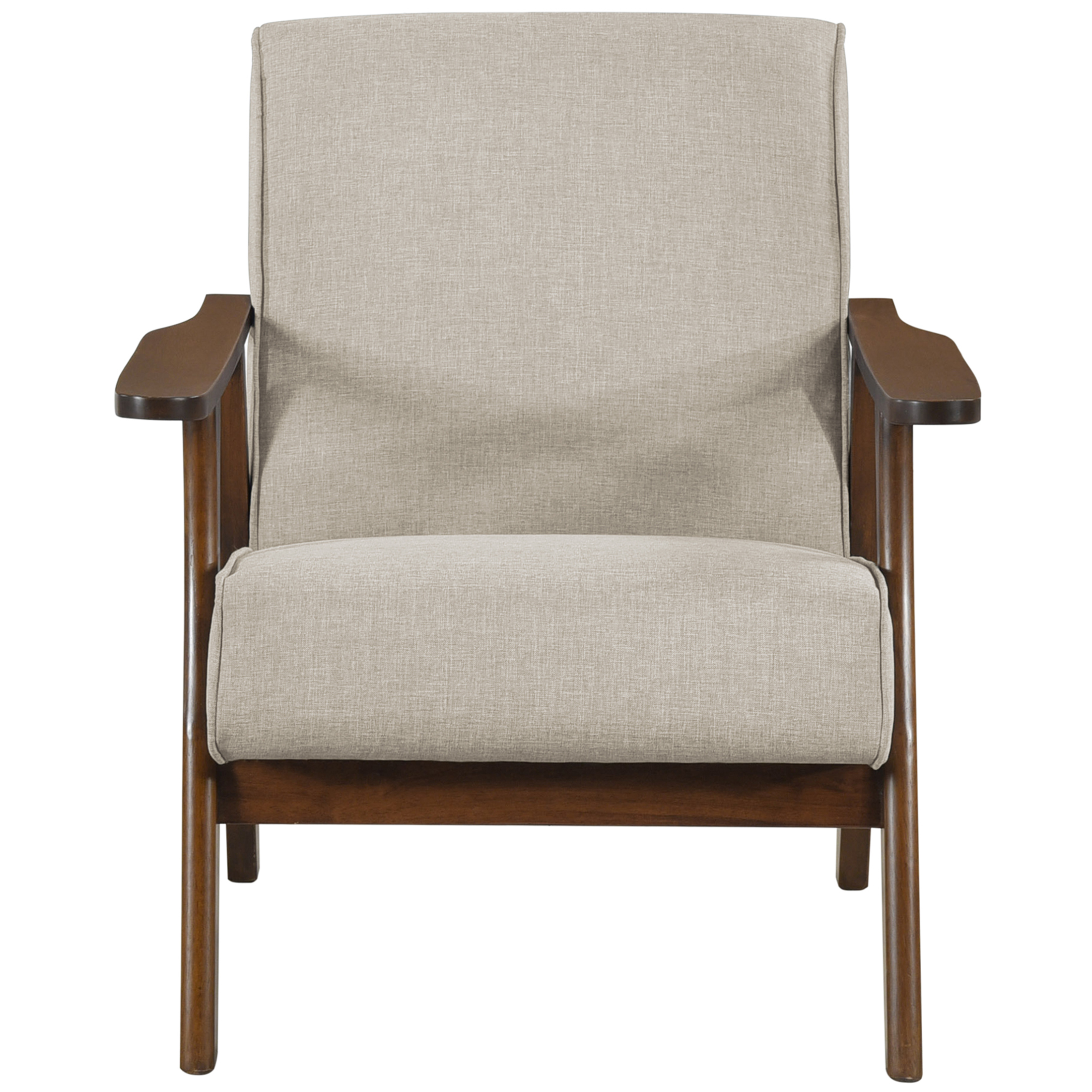 Castle Place Mid-Century Upholstered Linen Accent Chair, Warm Grey