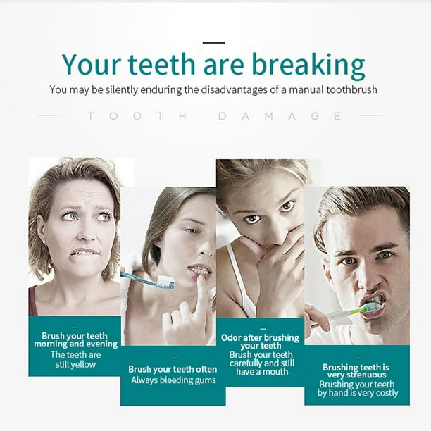 Cepillos de dientes eléctricos Cepillo de dientes 6 modos de limpieza Cepillo de dientes portátil para adultos de viaje con 6 cabezales de repuesto un cepillo