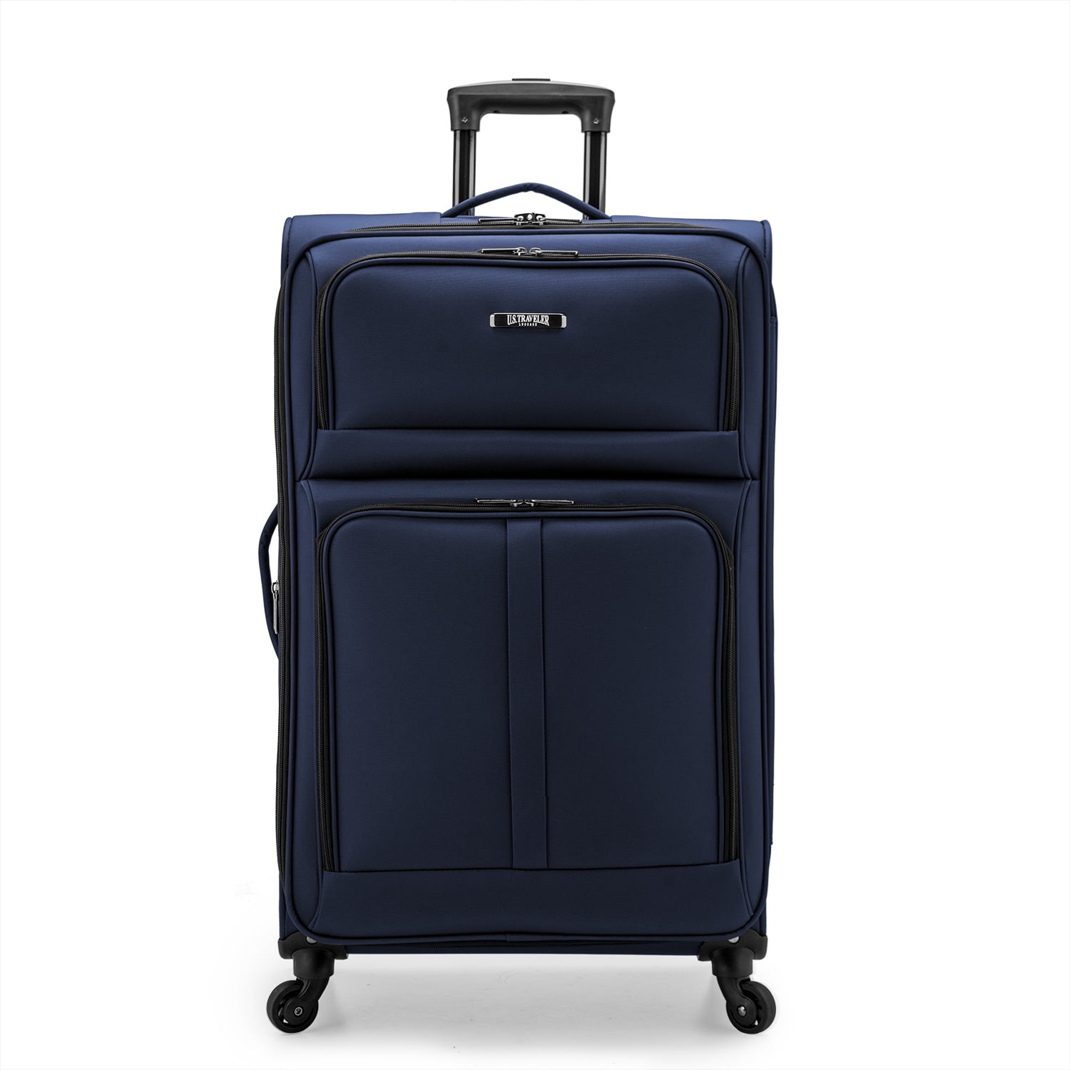 U.S. Traveler Anzio Softside Expandable Spinner Luggage, Navy, 30" Checked Large