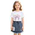thumbnail image 4 of Glisme Toddler Outfit For Girl Round Neck Summer Floral Print Short Sleeve Top And Skirt Playwearss Adorable Clothes 2-3 Years White, 4 of 5