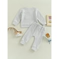 thumbnail image 4 of Bagilaanoe 2Pcs Newborn Baby Girl Boy Long Pants Set Rainbow Print Long Sleeve Sweatshirt Pullover Tops+ Trousers 3M 6M 12M 18M 24M 3T Fall Casual Sweatsuit, 4 of 9