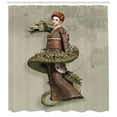 thumbnail image 3 of Ambesonne Fantasy Shower Curtain, Geisha with Huge Dragon, 69"Wx75"L, Olive Green Eggshell, 3 of 3
