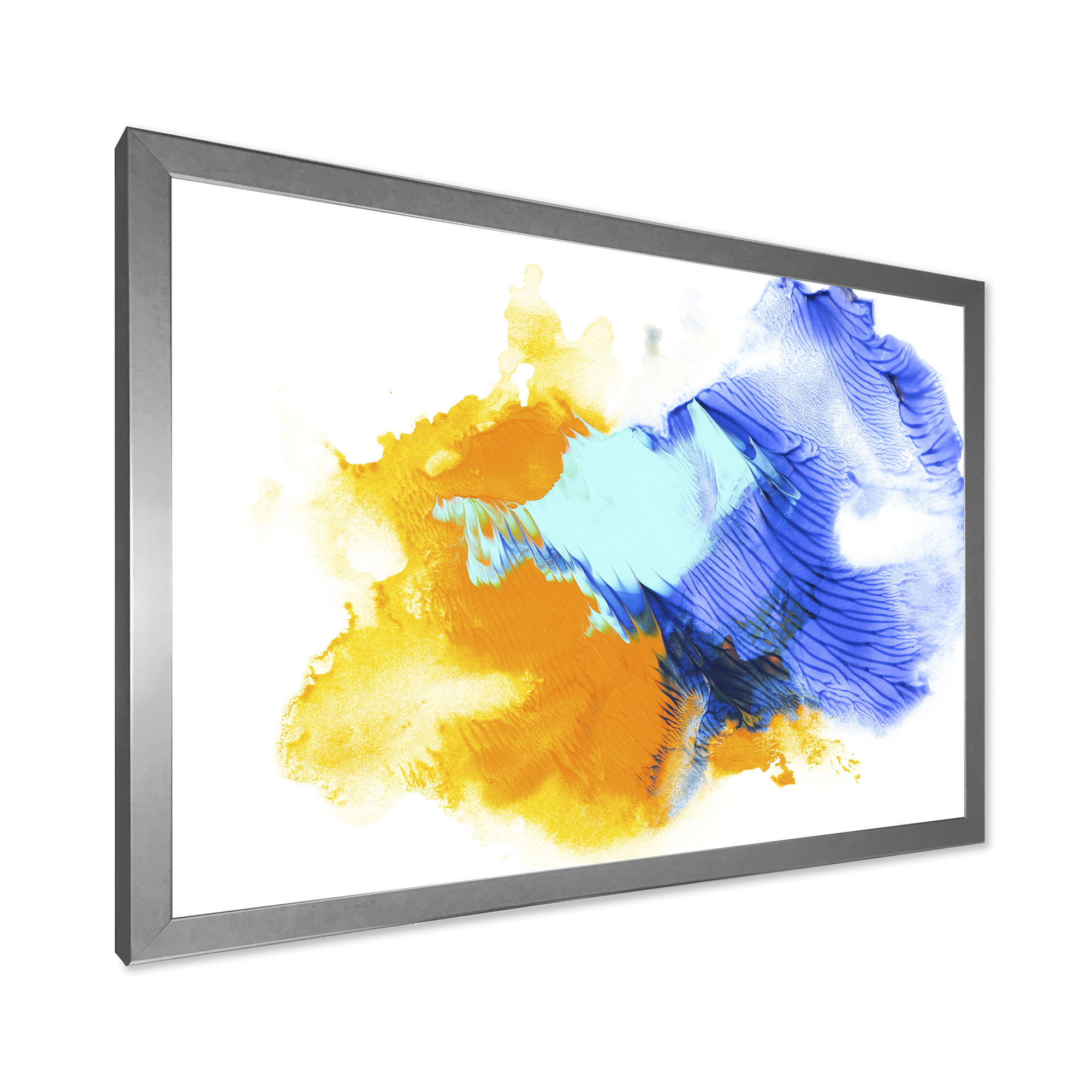 Designart 'Abstract Orange and Blue Clouds' Modern Framed Art Print