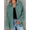 thumbnail image 2 of Women Corduroy Shirts  Shacket Casual Button Down Long Sleeve Oversized Tops Plus Size, 2 of 4