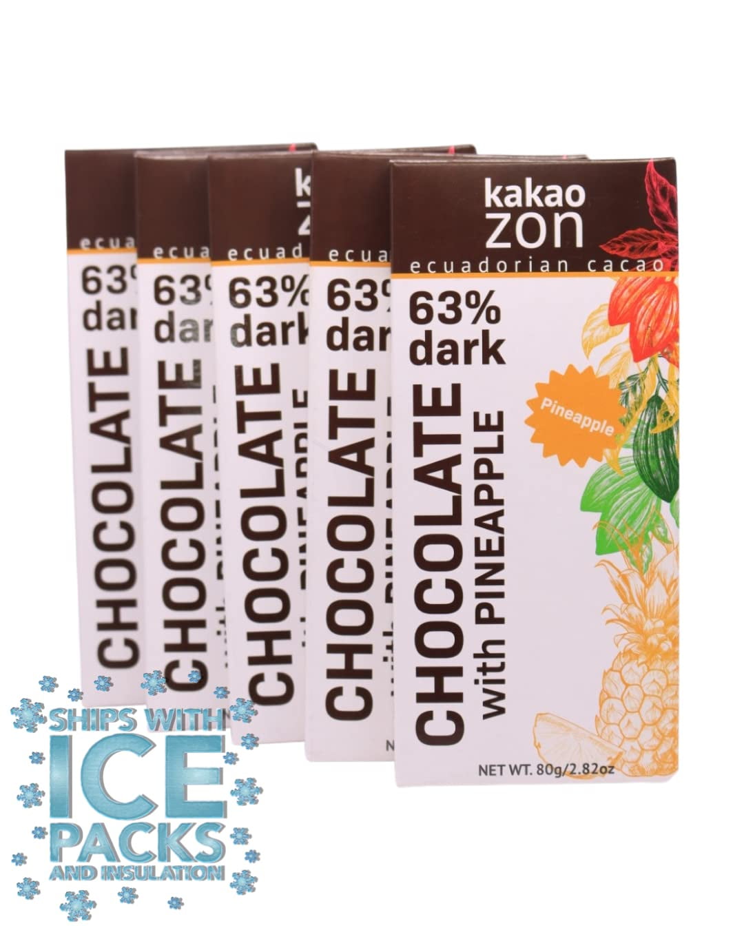 KakaoZon Dark Chocolate Bars 63 Dark Chocolate with Pineapple