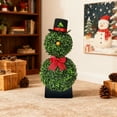 thumbnail image 6 of Artificial Snowman Topiary Tree 30 Inch with Red Bow Santa Hat, Potted Christmas Decor for Indoor Outdoor Porch Lawn, UV Resistant Boxwood Topiaries Holiday Decorations, 6 of 8