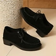 thumbnail image 6 of KEGIRLOM Women's Fashionable Casual All-Season Loafers Solid Color Front Lace-Up Round Toe Flat Low-Heeled Shoes Black 8.5, 6 of 9