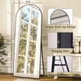 thumbnail image 3 of Anyrose 31x71 Full Length Mirror Arched with Stand Aluminum Alloy Framed Floor Mirror,Black, 3 of 7