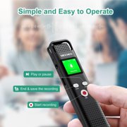MECHEN V02 64GB Digital Voice Recorder with Password, Playback, USB, and Noise Reduction - Professional Dictaphone Sound Tape Recorder and MP3 Player Black