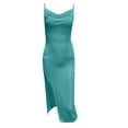 thumbnail image 6 of OSFVNOXV Midi Dress for Women Plus Size Cocktail Dress Cowl Neck V-Neck High Split Spaghetti Strap Dress for Evening Wedding Guest Party, 6 of 7