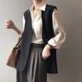 thumbnail image 4 of Traje de mujer Chaleco Abrigo Botón Invierno Sin mangas Con cuello en v Prendas de abrigo sólidas Fridja qr989, 4 of 9