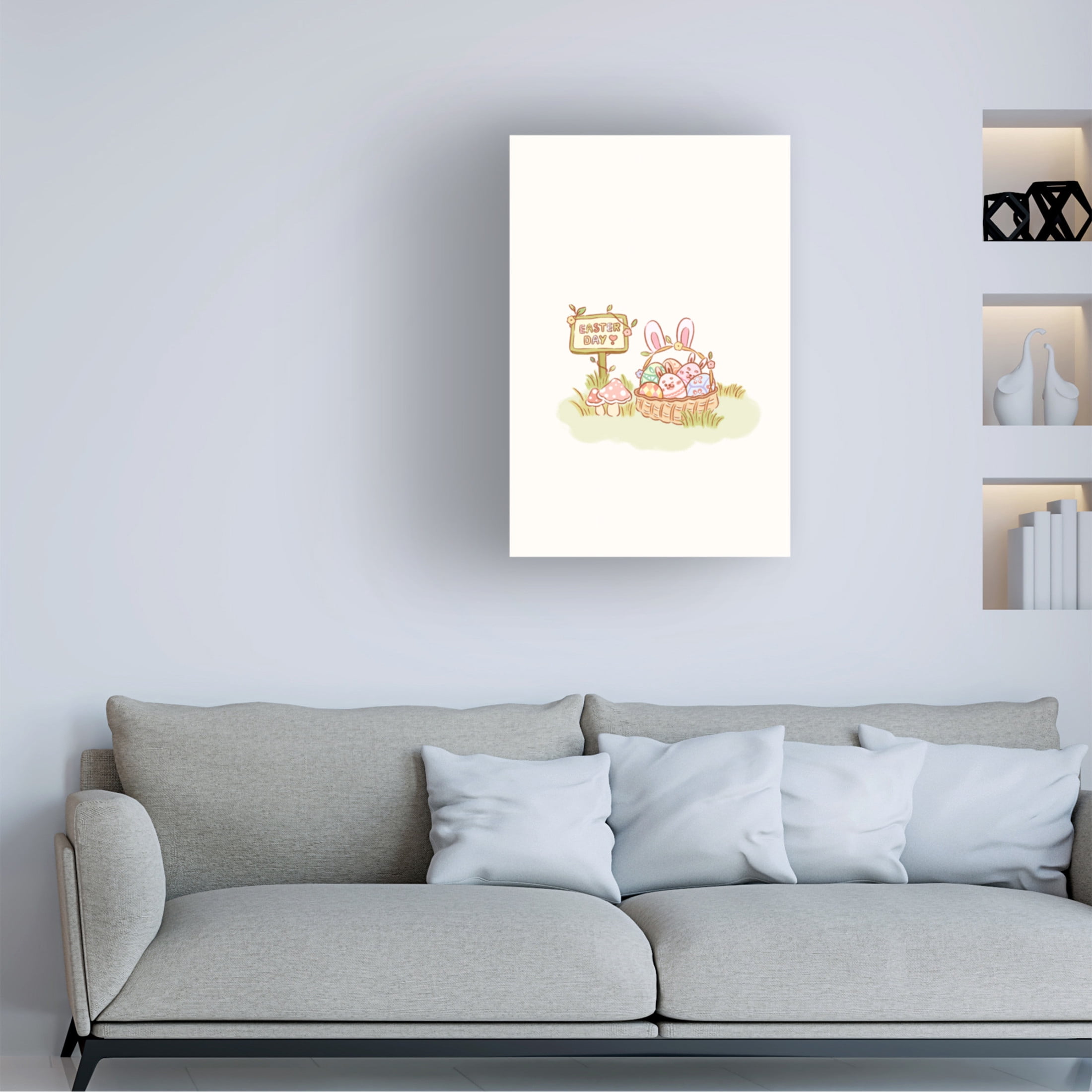Trademark Fine Art Xuan Thai Cute Yellow Bunny Chubby Easter Eggs Canvas Wall Art