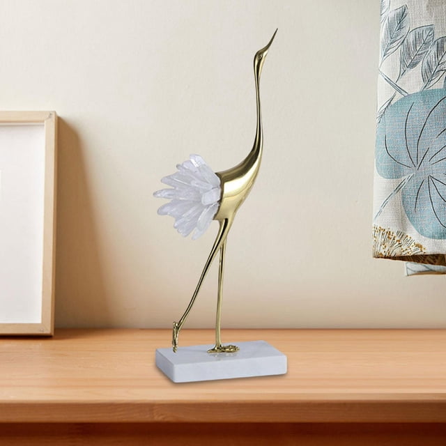 Estatua de grúa de latón Baoblaze adorno para mueble de TV Estilo B 17 cm x 37 cm