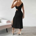 thumbnail image 4 of QUNYINEY Sleeveless Spring Dresses for Women Solid Casual Sheath Dress One Shoulder Split Hem Cut Out Midi Dresses, 4 of 6