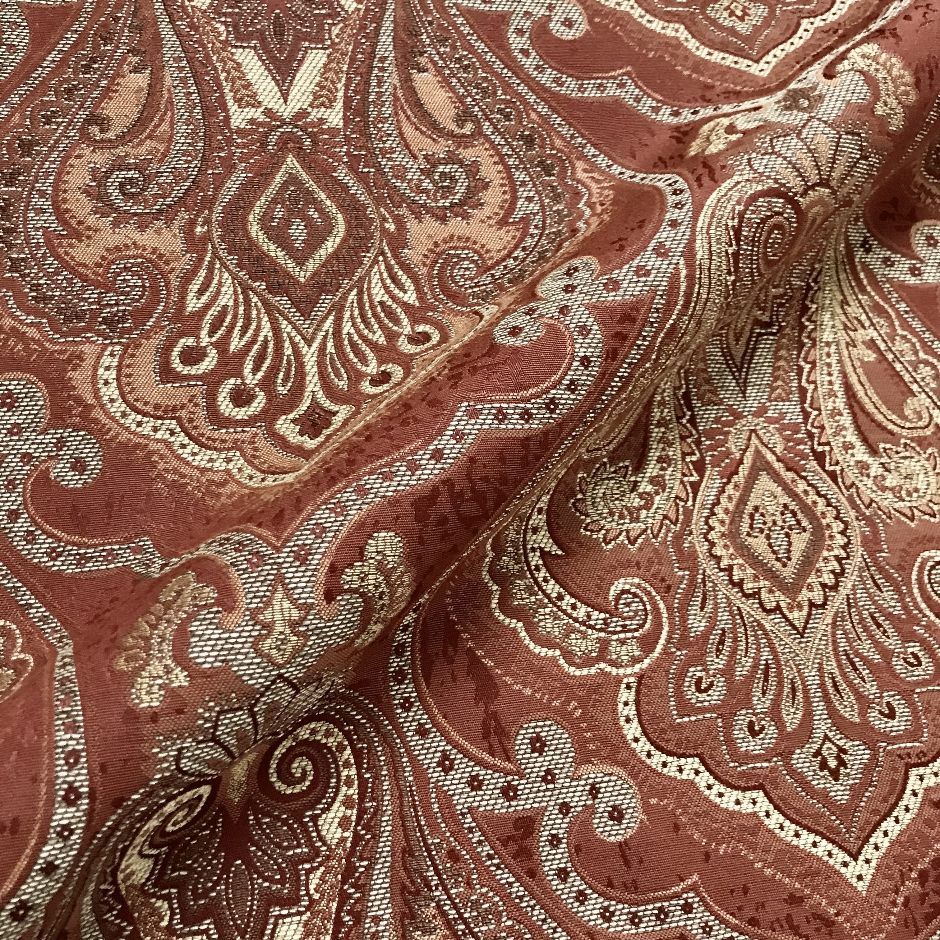 Claret Burgundy Red Damask Jacquard Upholstery Fabric - 54