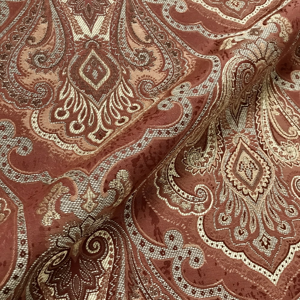 Claret Burgundy Red Damask Jacquard  Upholstery Fabric  54 