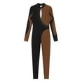 thumbnail image 4 of TiaoBug Womens Full Body Gymnastics Leotard Long Sleeve Skating Bodysuit Unitard Ballet Dance Jumpsuit Brown L, 4 of 6