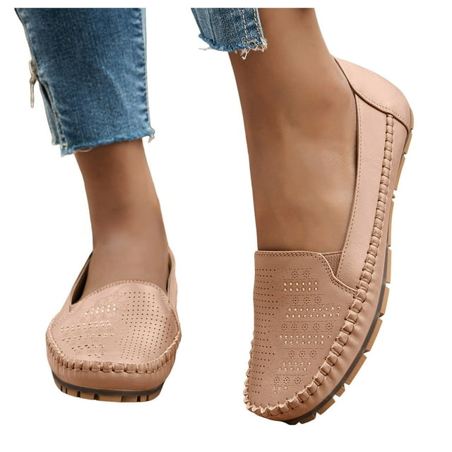 Pandaie Ballerines pour Femmes à Bout Carré Fermé, à Enfiler, pour la Marche et la Conduite, Mocassins en Cuir, Affaires Travail, Habillées, Plates, Décontractées, Rouges, Taille 8