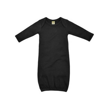 - Kavio IIC0585 Infants Interlock Lap Shoulder Long Sleeve Gown-Black-6M