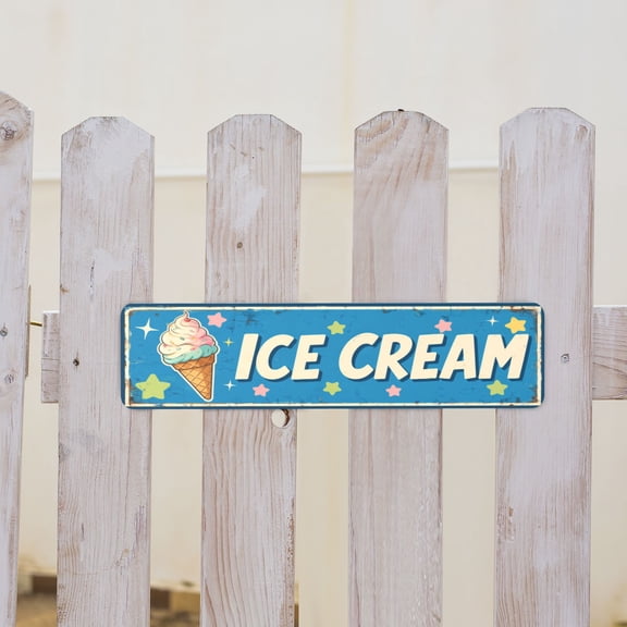 Vintage Ice Cream Parlor Metal Tin Sign For Kitchen Or Man Cave 4x16 Inch