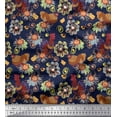 thumbnail image 1 of Soimoi Viscose Chiffon Fabric Floral,Cock & Hen Bird Print Fabric by The Yard 42 Inch Wide, 1 of 1