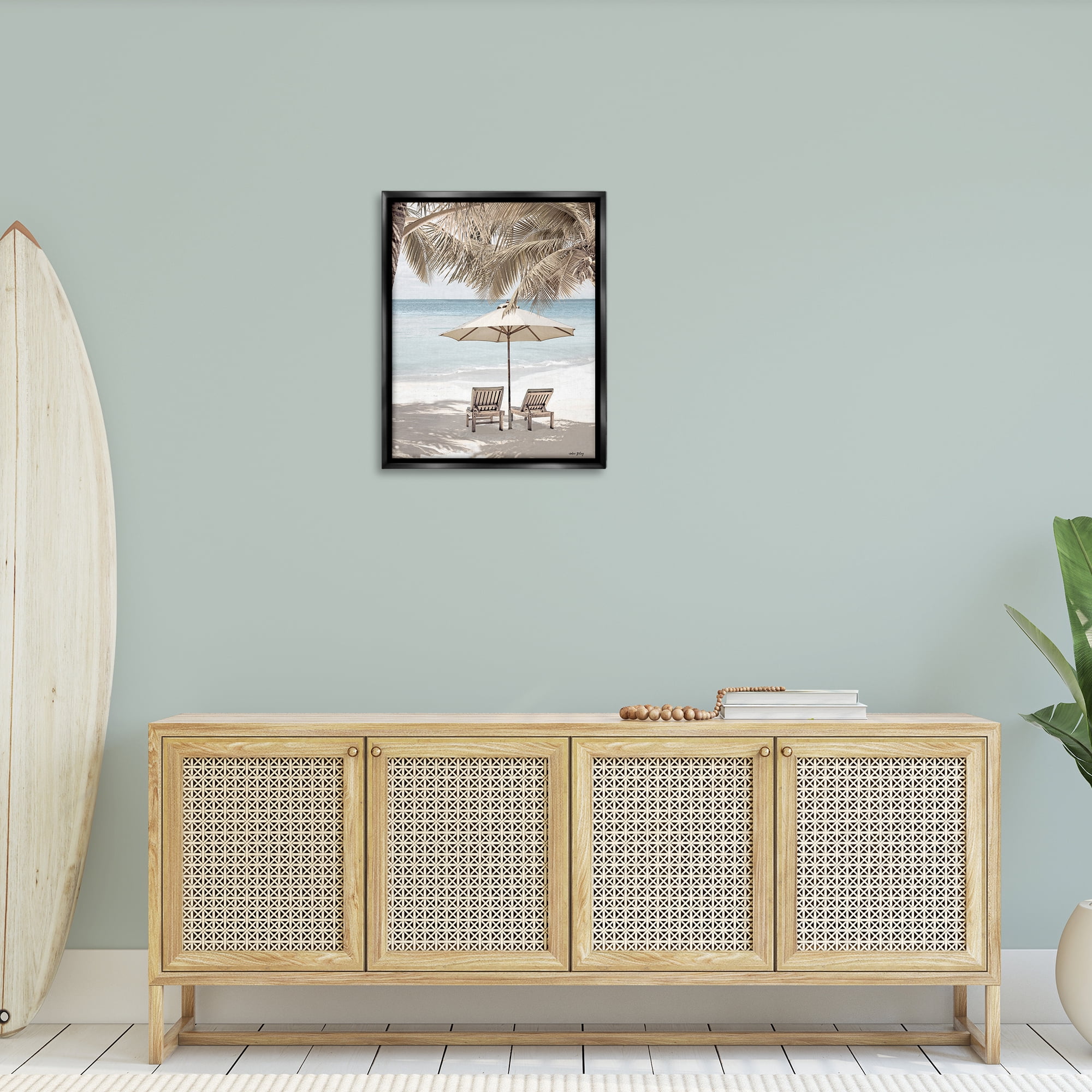 Stupell Industries Summer Villa Vacation Landscape Photography Black Floater Framed Canvas Art Print Wall Art, 25 x 31
