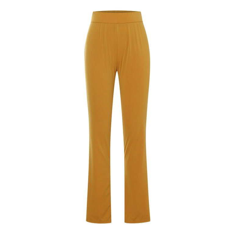 Borniu Women's Bootcut Yoga Pants, Flare Leggings for Women High Waist Yoga  Pants Workout Dress Pants Yellow 