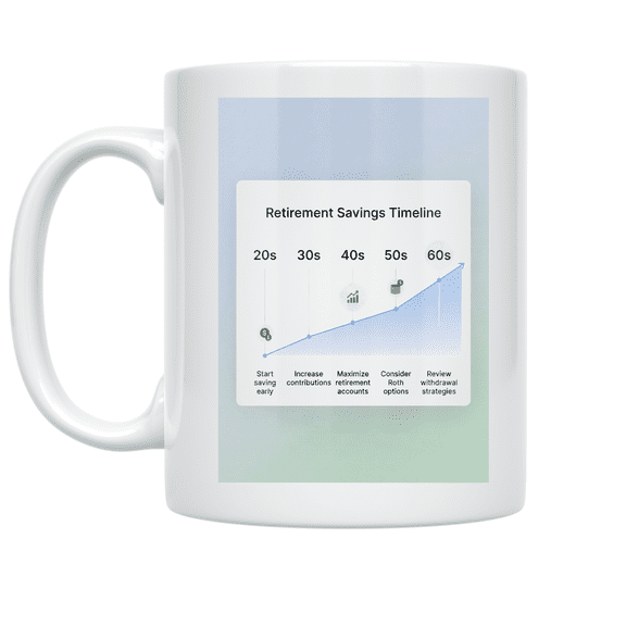 Retirement Savings Timeline Design - Retirement Planner - 11 oz Ceramic Coffee Mug