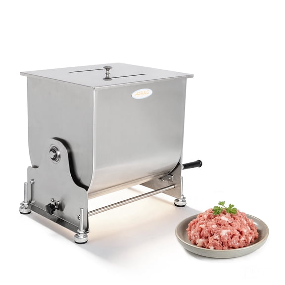 Hakka 30L/60lb Manual Meat Mixer, Stainless Steel Tilt Tank Sausage Mixer Machine